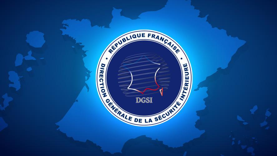 la DGSI sur le territoire français carte de France et logo DGSI