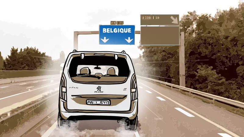 Le Peugeot Partner sur l'autoroute vers la Belgique